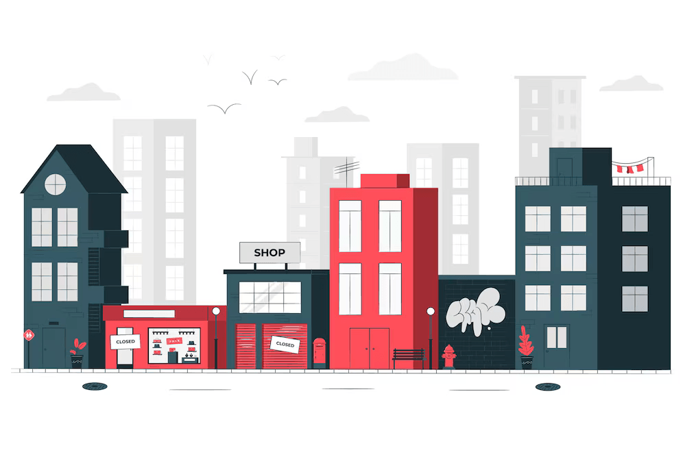 stores closed empty city concept illustration 114360 1757